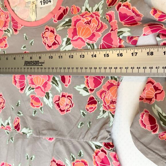 Matilda Jane Women Dress size M Floral Pink & Gray 3/4 Sleeve Knee Length A-line - Picture 3 of 9
